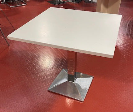 White Square Table with Chrome Base