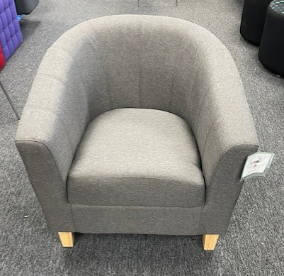 Grey Tub Chair with Wooden Feet