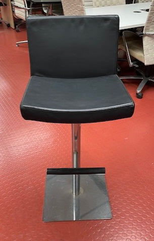 Black Leather & Chrome High Stool