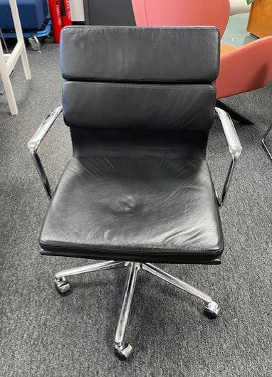 Black Leather Pad Back Desk Chair