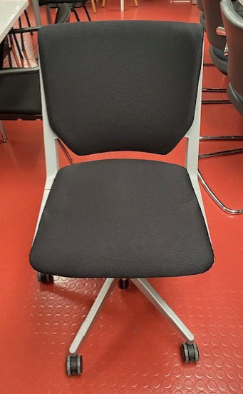 Haworth Black Upholstered Silver Frame Operator Chair