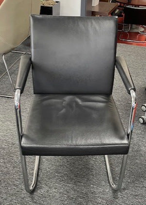 Brunner Black Leather & Chrome Meeting Chair