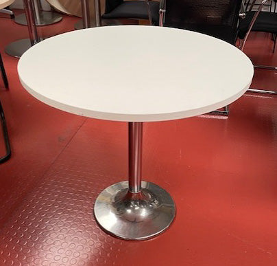 White Oak Pedestal Chrome Base Table