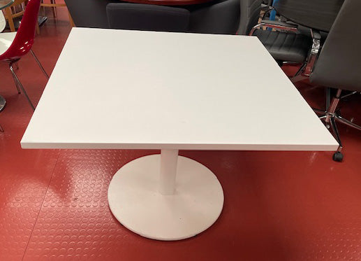 White Square Pedestal Base Table