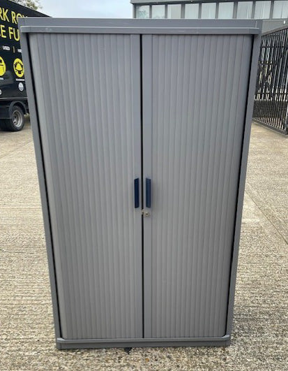 Steelcase Dark Grey 2 Door Tambour Storage Cabinet