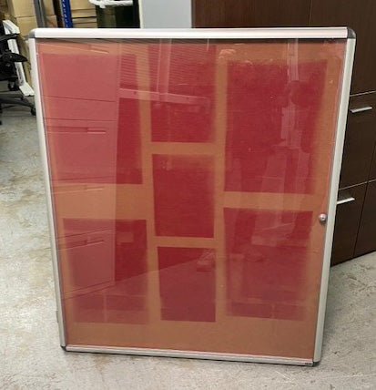 Red Ali Frame Single Door Notice Board
