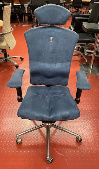 Kulik Ergonomic Blue Suede Chair & Head Rest