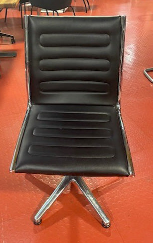 Black Leather & Chrome Swivel Chair