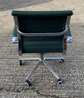 Forest Green Leather Ribbed Back Desk Chair