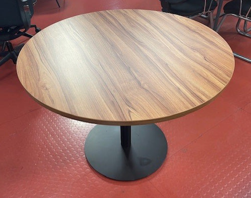 Walnut Pedestal Black Base Table