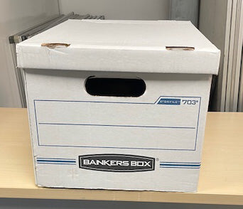 White & Blue Bankers Boxes