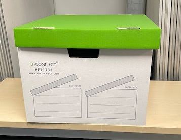 White & Lime Green Bankers Boxes