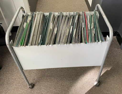 Grey Filing Trolley & Files with Handles