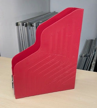 Red Plastic Magazine File Holder