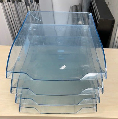 Blue Clear Plastic 4 Tier In Out Tray