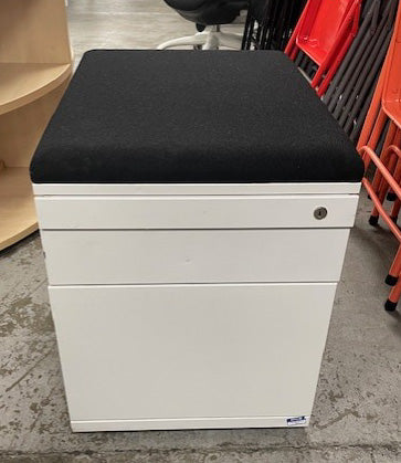 White & Black Upholstered 3 Drawer Pedestal