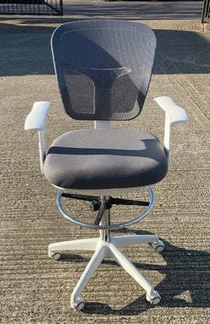 White & Grey Mesh Back Draughtsman Chair
