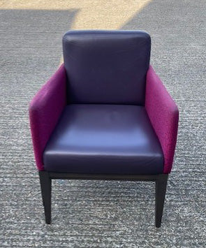 Purple Leather & Pattern Tub Chair
