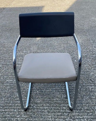 Cream Dark Grey Back & Chrome Meeting Chair