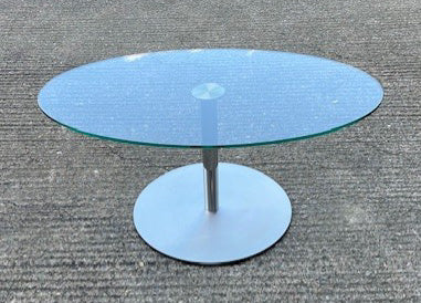 Oval Glass & Chrome Base Coffee Table