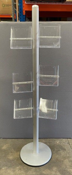 Silver Metal Frame 6 Compartment Perspex Leaflet Holder