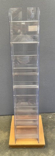 Wood Base & Perspex 6 Compartment Leaflet Holder
