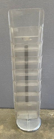 Perspex 7 Compartment Leaflet Holder with Chrome Base