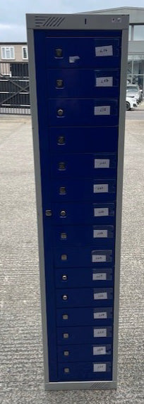 Grey & Dark Blue 15 Door Security Lockers