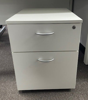 White Wood 2 Drawer Pedestal