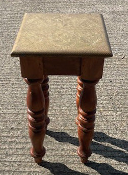 Gold Top Wooden Leg Coffee Table