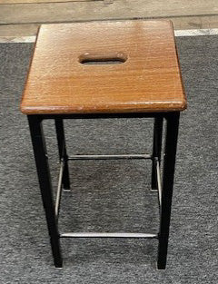 Wooden & Black Frame Low Stool