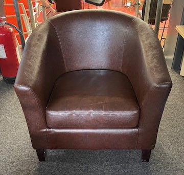Brown Leather Tub Chair