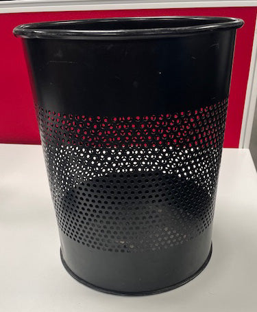 Black Perforated Metal Waste Bin