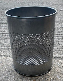 Silver Perforated Metal Waste Bin