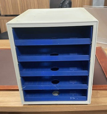 Han Grey & Blue Open 5 Drawer Letter Box File