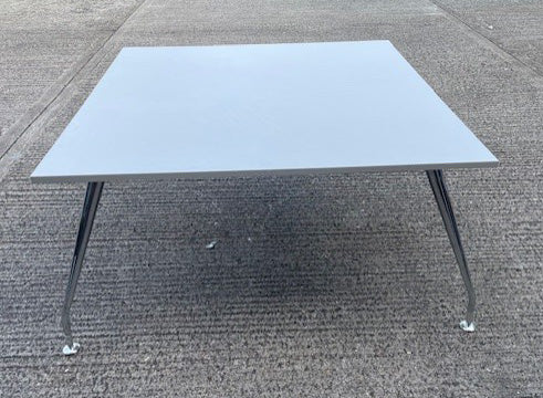 White Square Meeting Table with Chrome Legs