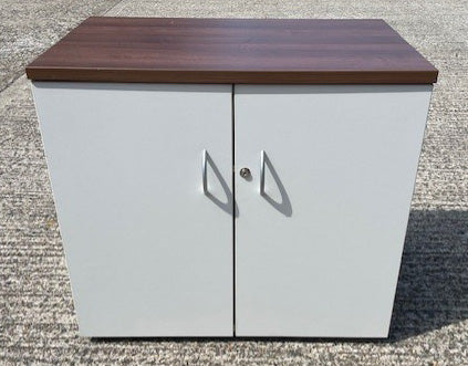 White & Walnut Top Wooden 2 Door Storage