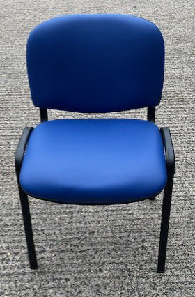 Blue Vinyl Black Frame Stacking Chair