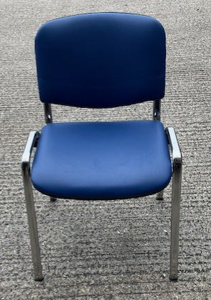 Blue Vinyl Chrome Frame Stacking Chair