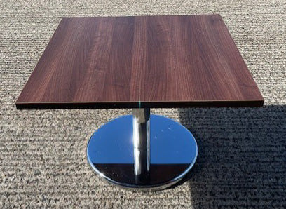 Walnut Square Coffee Table Chrome Base