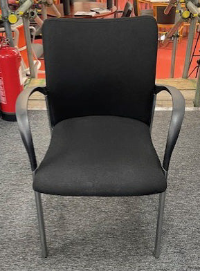 Black & Chrome Frame Stacking Chair Round Arms