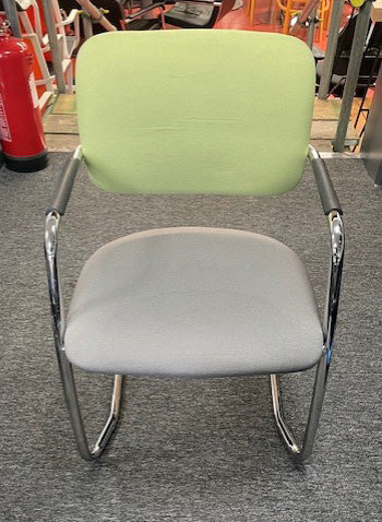Lime Green & Grey Chrome Cantilever Chair