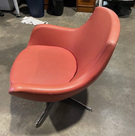 Reddish Brown Leather Reception Chair