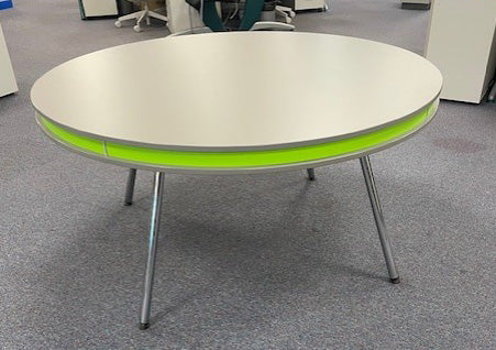 Silver & Green Edge Round Meeting Table
