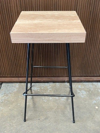 Wooden & Black Frame Stool