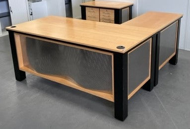 Birdseye Maple Wooden Desk & Return