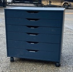 Blue 6 Draw Storage Unit on Wheels