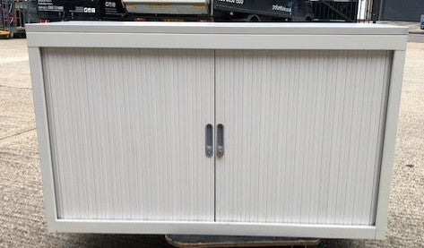 White Low 2 Door Tambour Unit