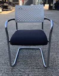 Kusch Black & Chrome White Perforated Back Visitor Chair