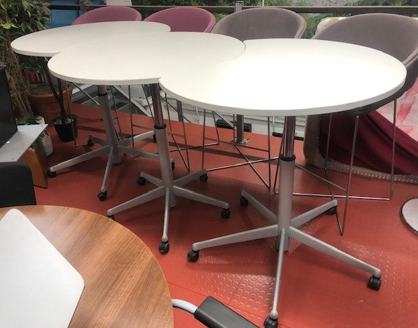 White 3 Part Inter Locking Hight Adjustable Tables On Wheels